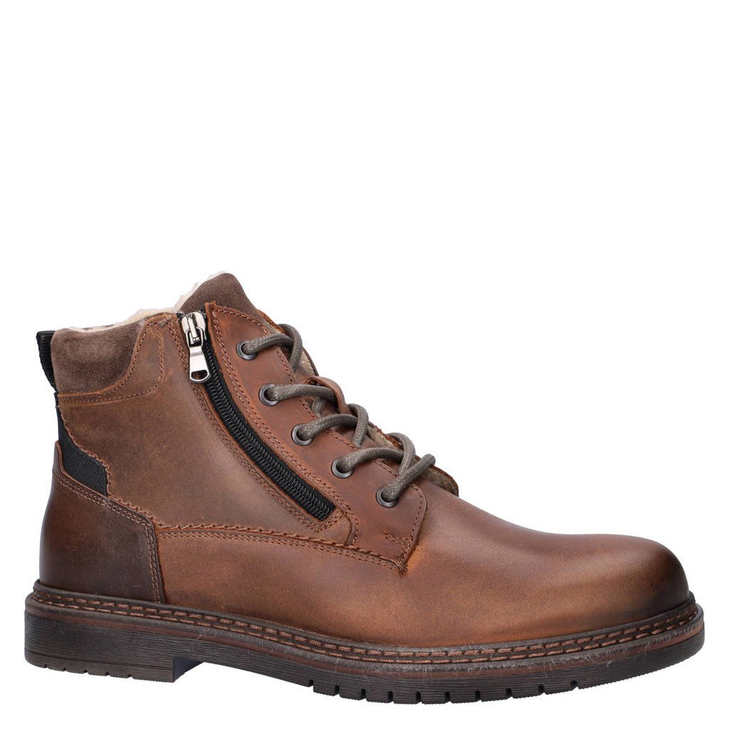 Nelson nubuck veterboots cognac wehkamp