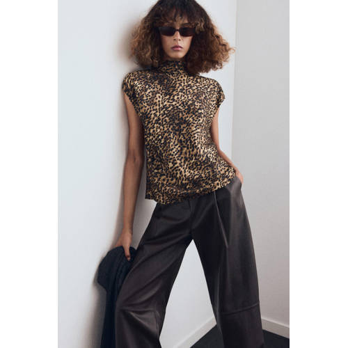 Mango top met panterprint bruin afbeelding