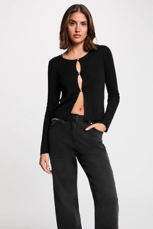 vest rib gebreid  zwart