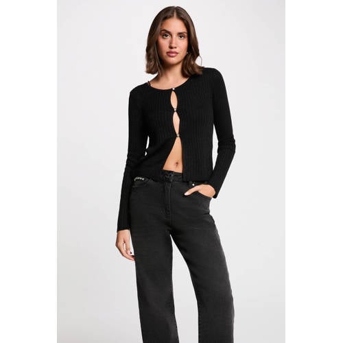 Morgan vest rib gebreid zwart afbeelding