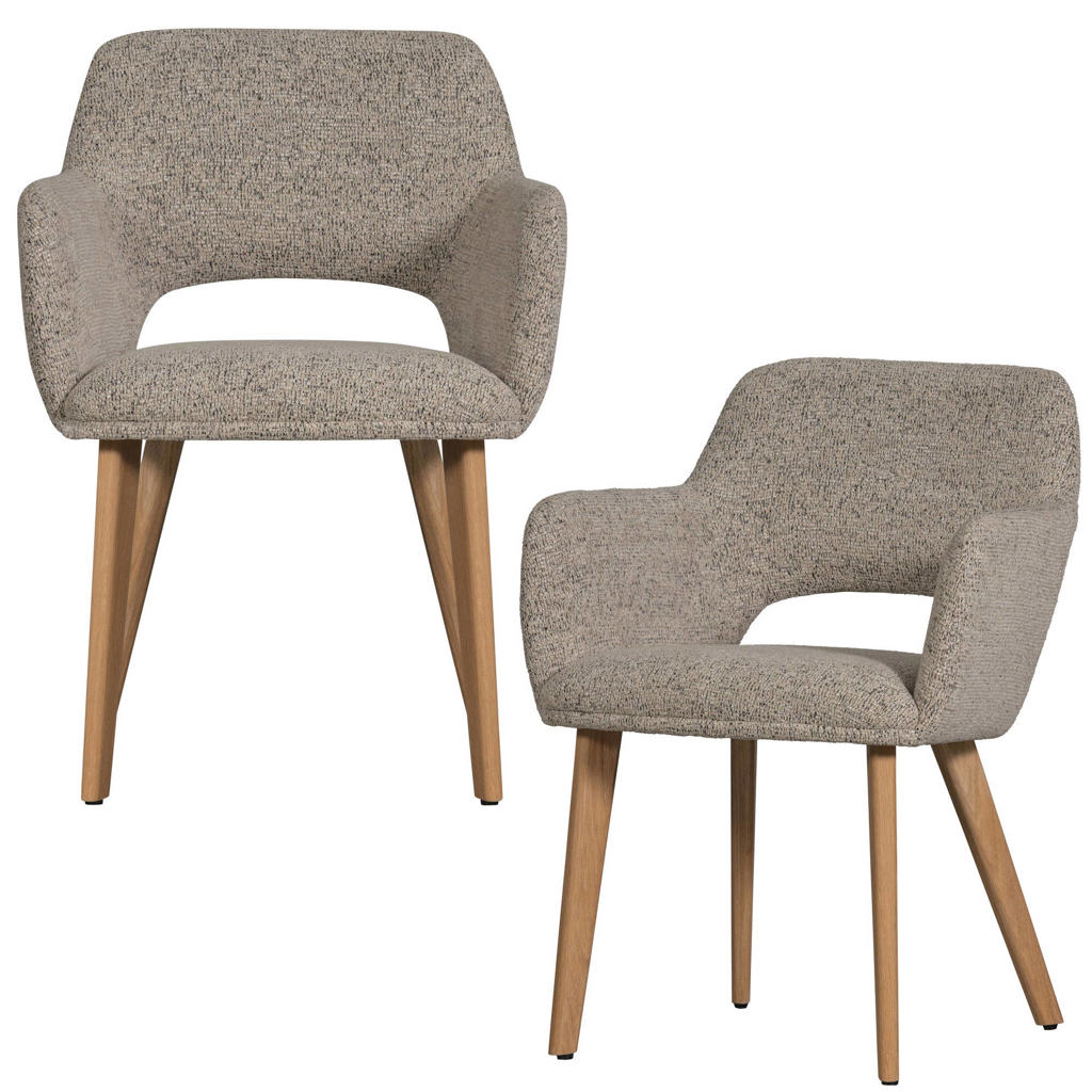 WOOOD WOOOD Murat Eetkamerstoelen Houten Bruine Poot - Naturel - Set van 2
