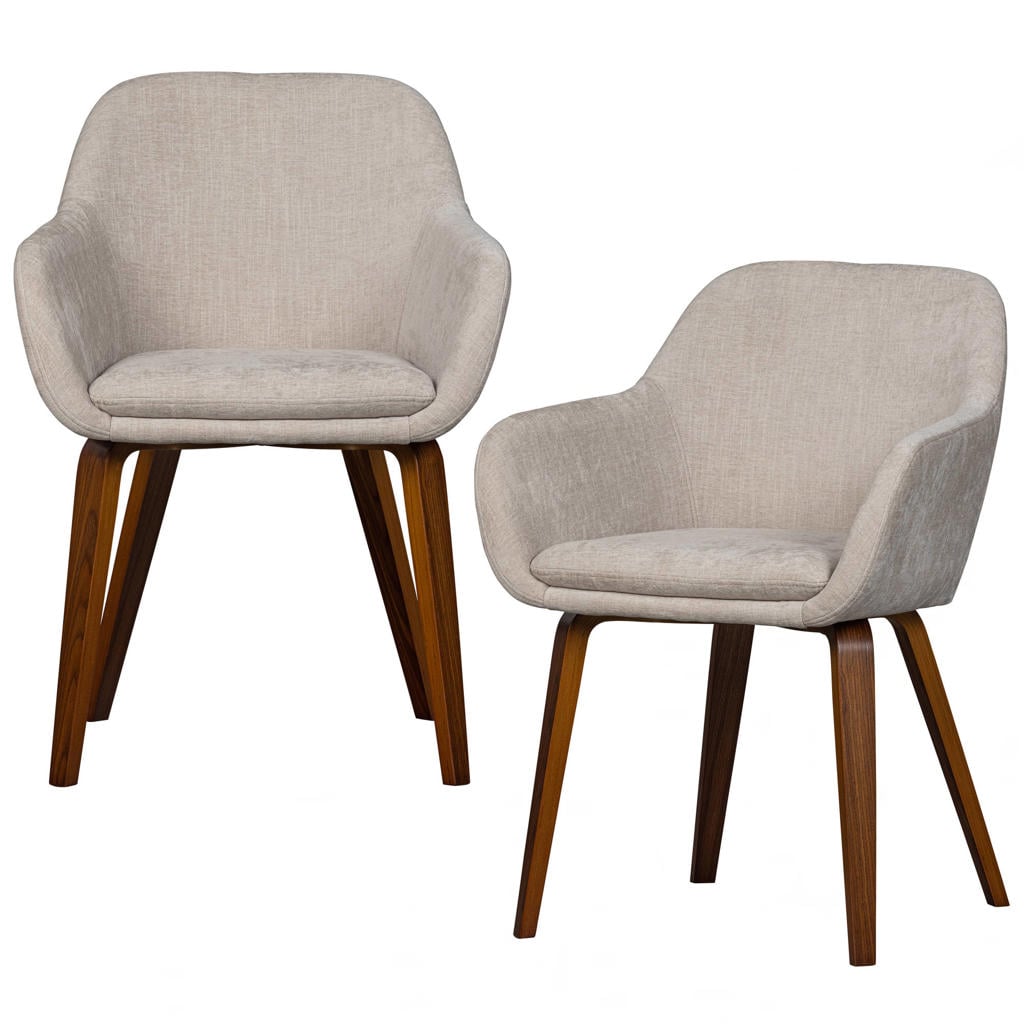 vtwonen Base Eetkamerstoelen - Polyester - Zand - Set van 2