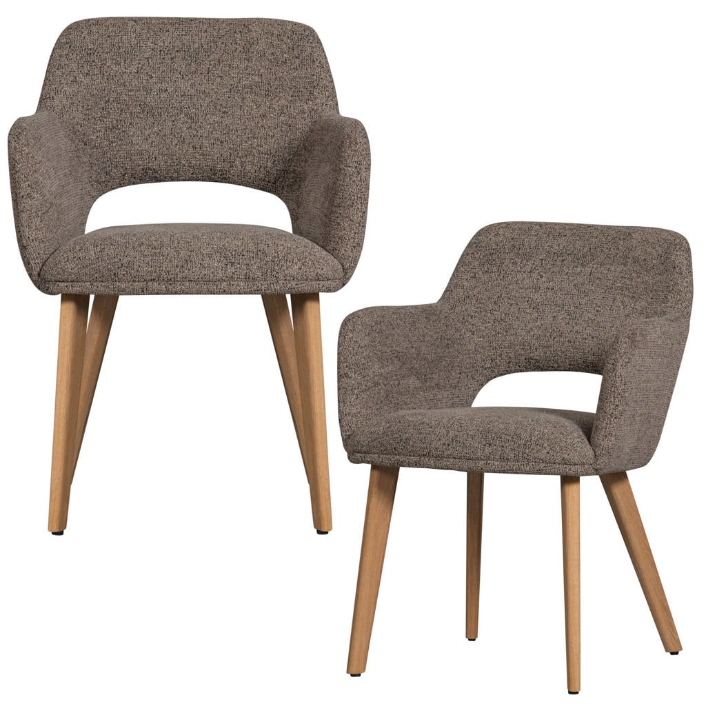 WOOOD Murat Eetkamerstoelen Houten Naturel Poot - Naturel - Set van 2