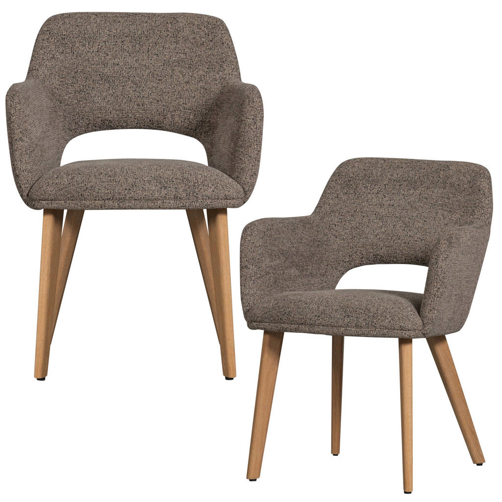 WOOOD WOOOD Murat Eetkamerstoelen Houten Bruine Poot - Naturel - Set van 2