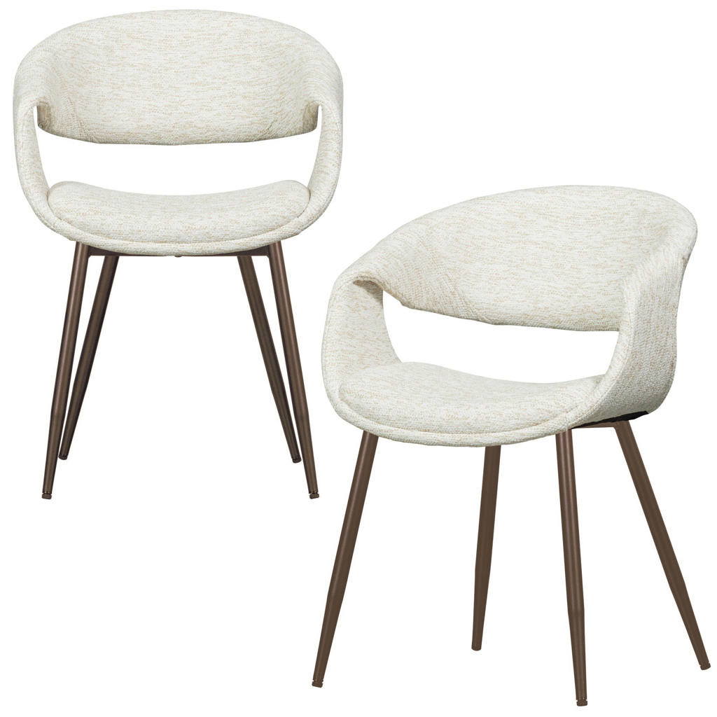 WOOOD WOOOD Yossi Eetkamerstoelen Metalen Koper Poot - Bruin - Set van 2