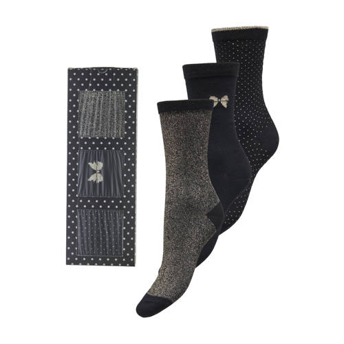 ONLY giftbox sokken ONLSYBIL - set van 3 zwart/goudkleurig afbeelding