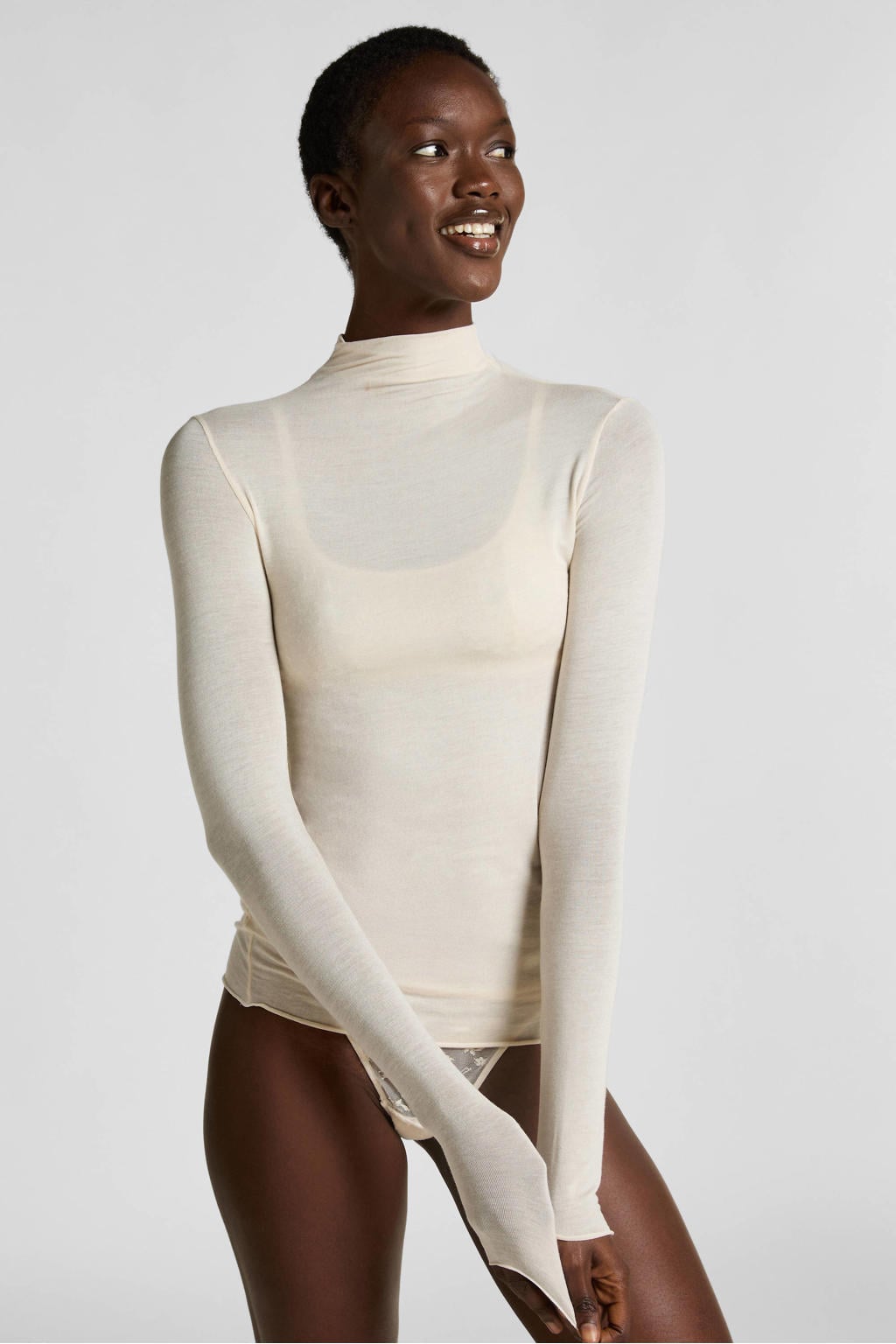 Hunkemöller Super Soft turtleneck loungetop met kasjmier ecru