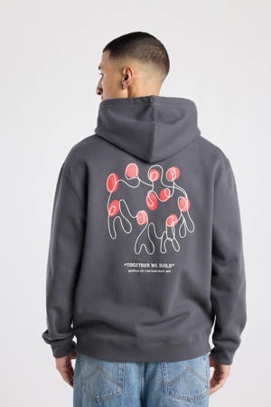 hoodie met backprint grijs