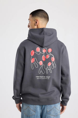 hoodie met backprint grijs