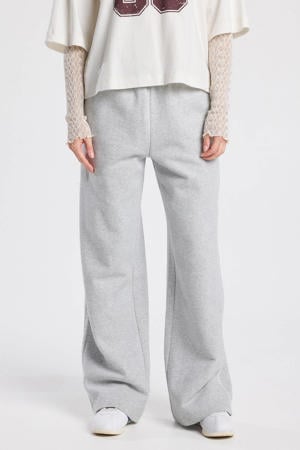 wide leg regular waist casual broek grijs