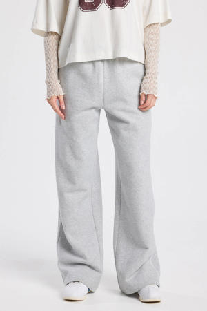 wide leg regular waist casual broek grijs