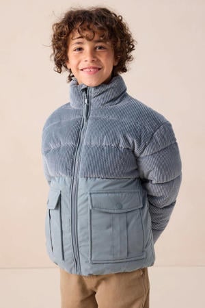 corduroy gewatteerde jas blauw