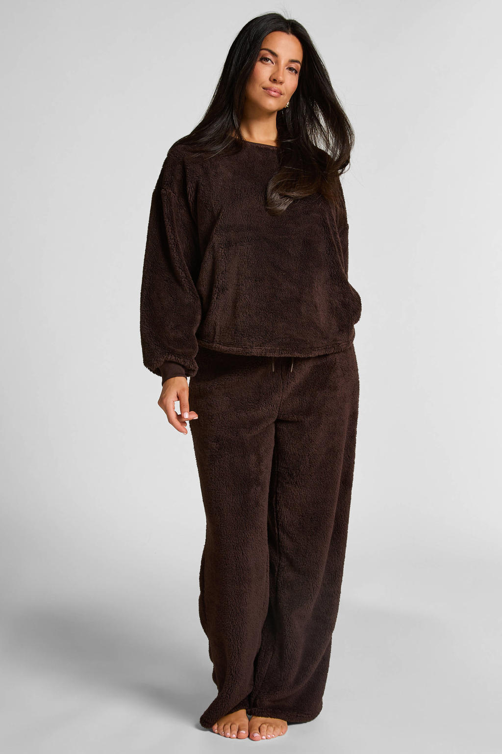 Hunkemöller teddy loungebroek donkerbruin
