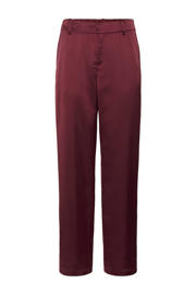 thumbnail: Donkerrode dames Cream regular high waist broek van polyester met rits- en haaksluiting en effen