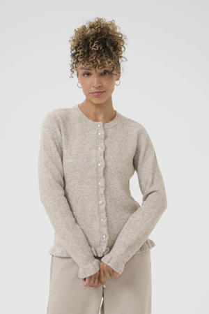 gebreid vest met wol taupe