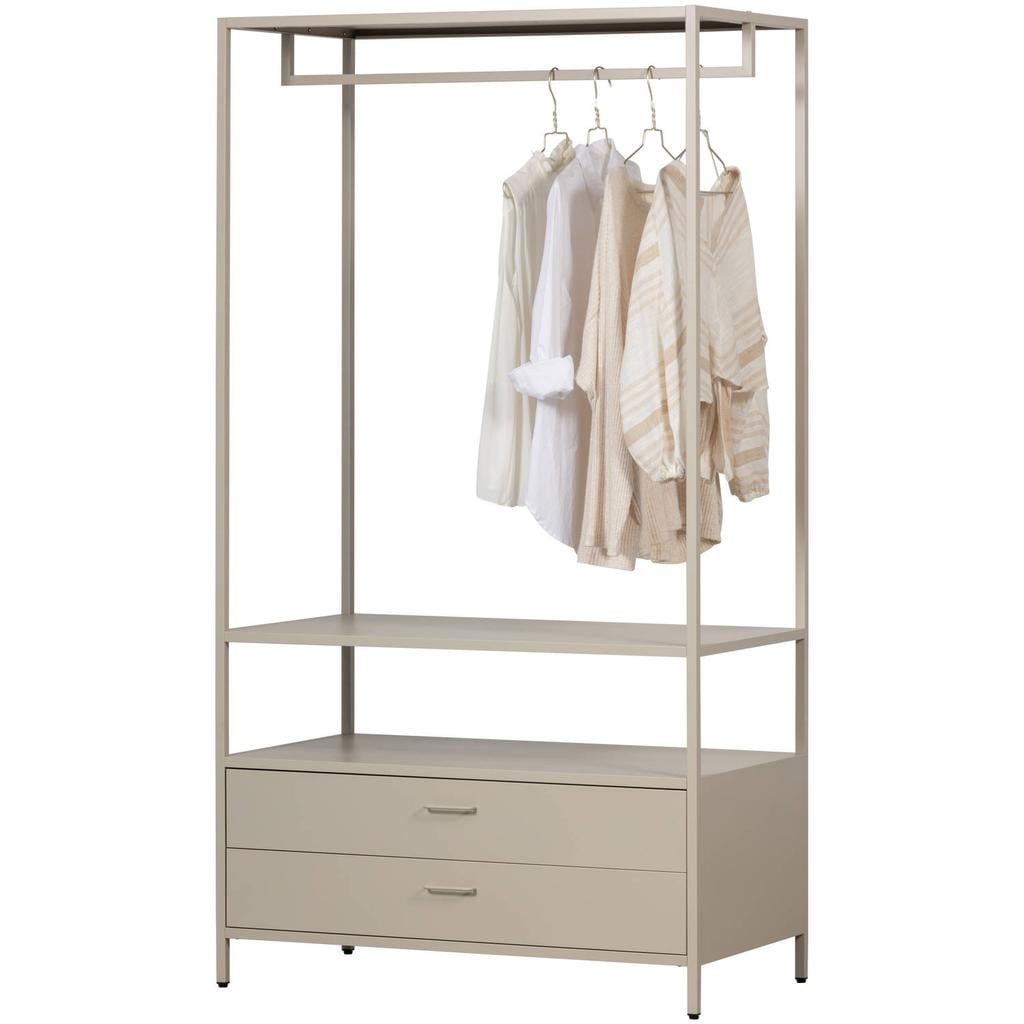 WOOOD WOOOD Ferris Open Kledingkast 100 cm - Metaal - Zand - 185x100x54