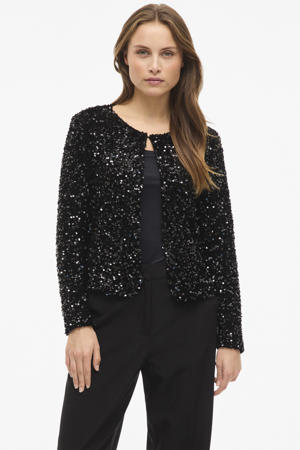 gevoerd vest zwart met pailletten