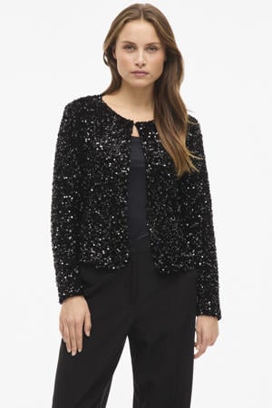 gevoerd vest zwart met pailletten