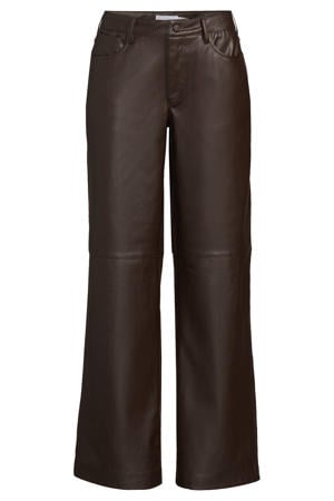 straight coated broek donkerbruin