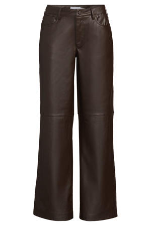 straight coated broek donkerbruin