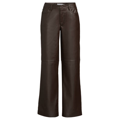 VILA straight regular waist broek donkerbruin afbeelding