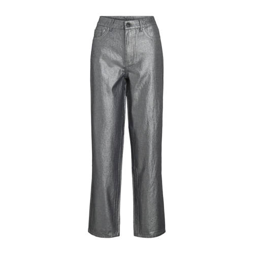 VILA high waist straight leg jeans grijs met glitter afbeelding