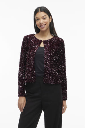 gevoerd vest donkerrood met pailletten