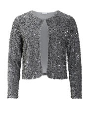 thumbnail: Grijze dames VILA gevoerd vest met effen, lange mouwen, ronde hals, haaksluiting en glitters