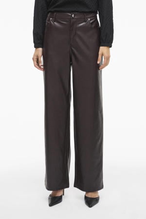 high waist casual broek donkerbruin