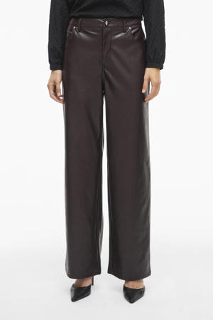 high waist casual broek donkerbruin