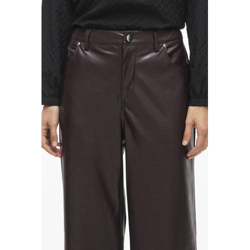 VILA high waist casual broek donkerbruin afbeelding