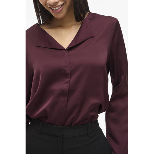 VILA satijnen blouse donkerrood afbeelding