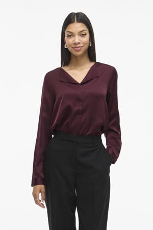 satijnen blouse donkerrood