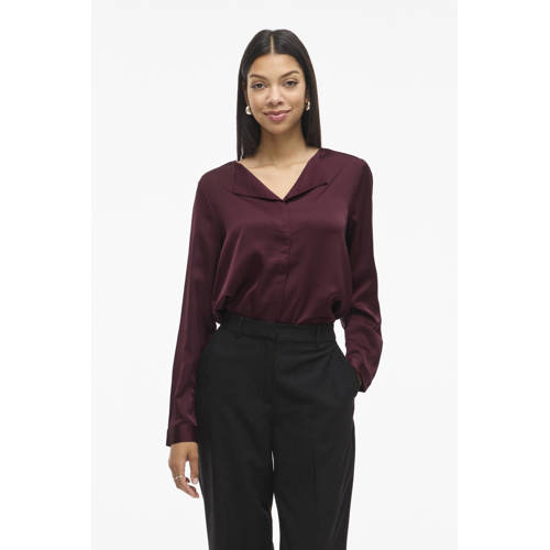 VILA satijnen blouse donkerrood afbeelding