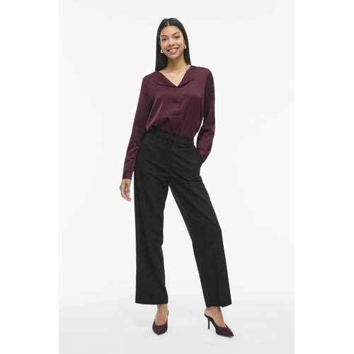 VILA satijnen blouse donkerrood afbeelding