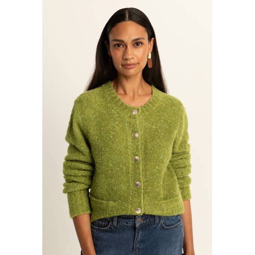 Expresso gebreid vest olijfgroen met lurex afbeelding