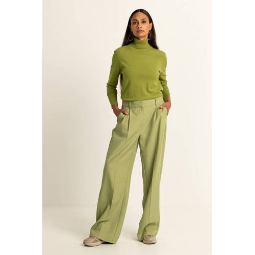 Expresso wide leg high waist pantalon olijfgroen afbeelding