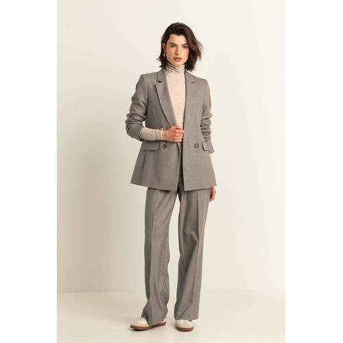 Expresso wide leg high waist geruite pantalon zwart afbeelding