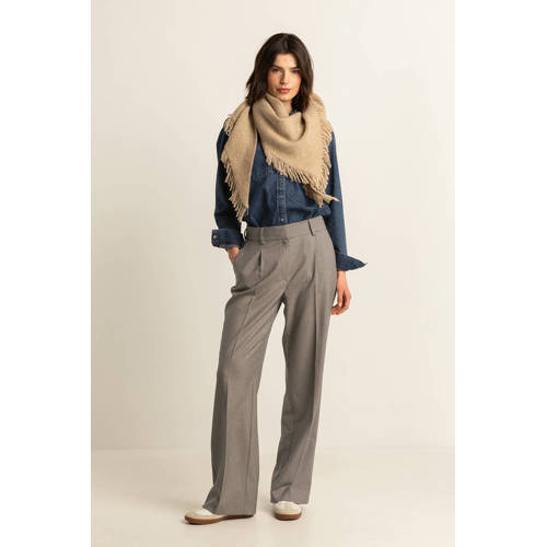 Expresso wide leg high waist geruite pantalon zwart afbeelding