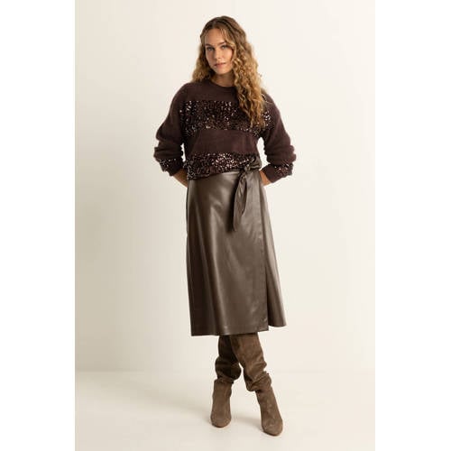 Expresso imitatieleren rok donkerbruin afbeelding