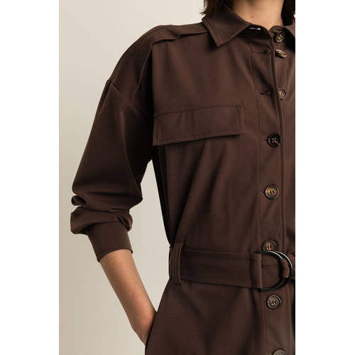 Expresso travelstof blousejurk donkerbruin afbeelding