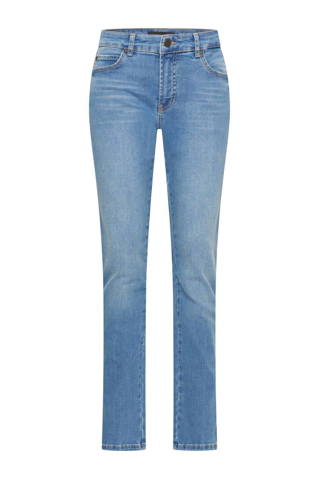 Medium blue denim dames Claudia Sträter straight leg jeans van denim met rits- en knoopsluiting en effen