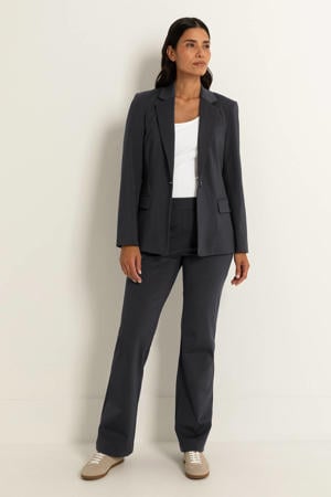 travelstof flared high waist flared broek zwart