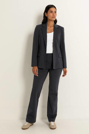 travelstof flared high waist flared broek zwart