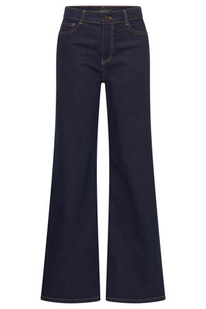 high waist wide leg jeans dark blue denim