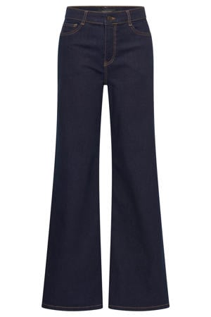 high waist wide leg jeans dark blue denim