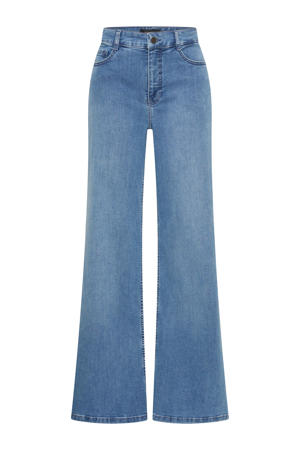 high waist wide leg jeans medium blue denim