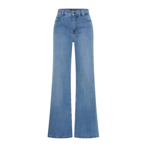 Claudia Sträter high waist wide leg jeans medium blue denim afbeelding