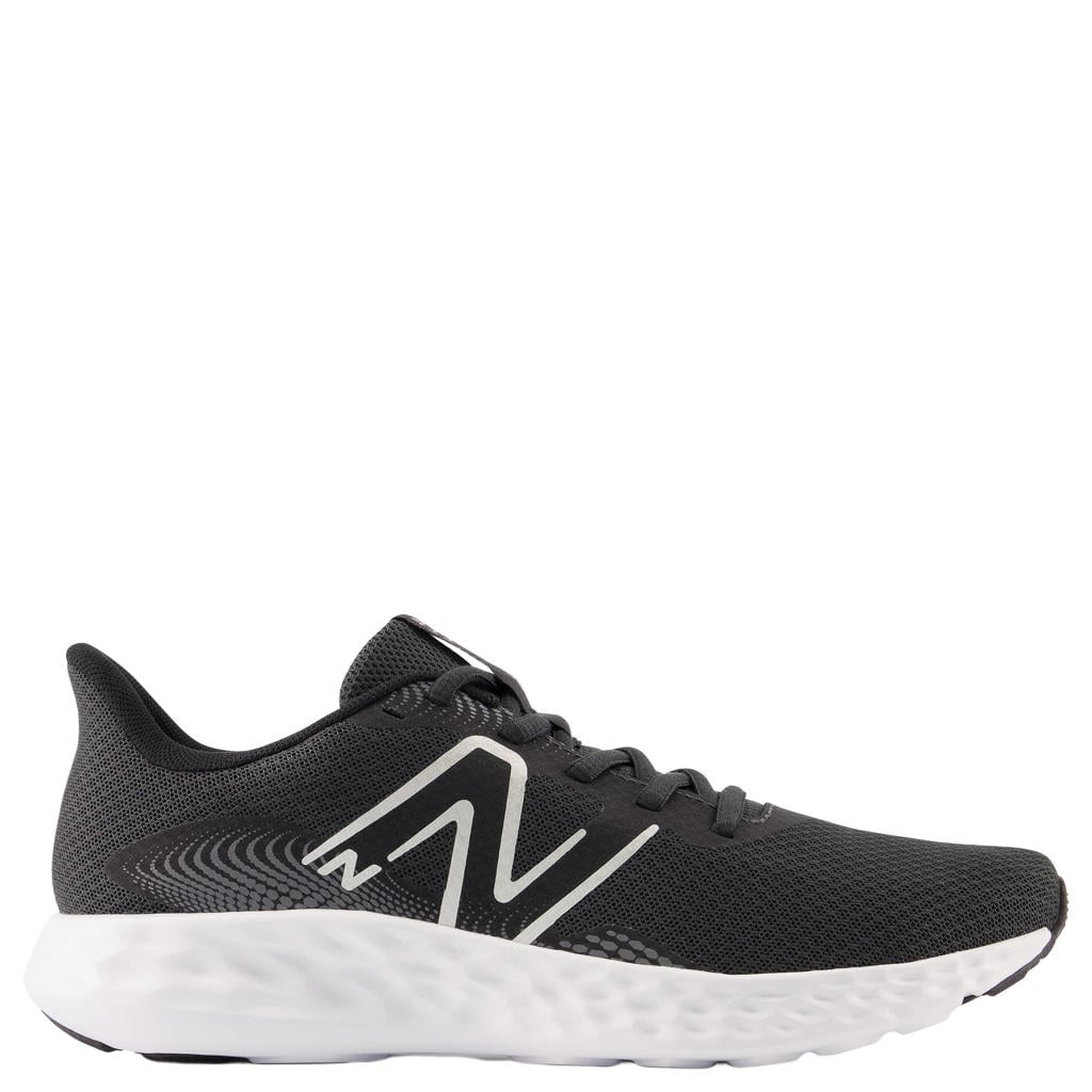 Zwart en zilverkleurige dames New Balance hardloopschoenen van mesh met veters