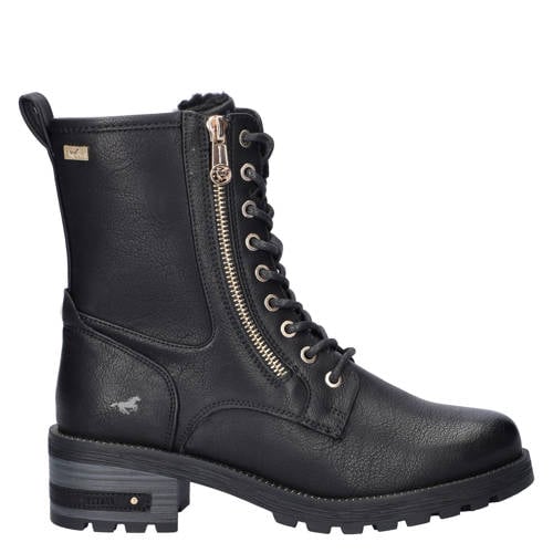 Mustang gevoerde veterboots zwart afbeelding